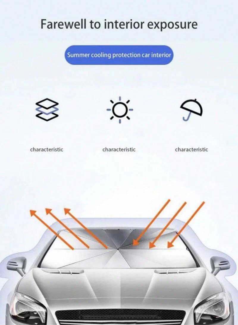 Foldable Car Windshield Sunshade – Retractable Umbrella Design