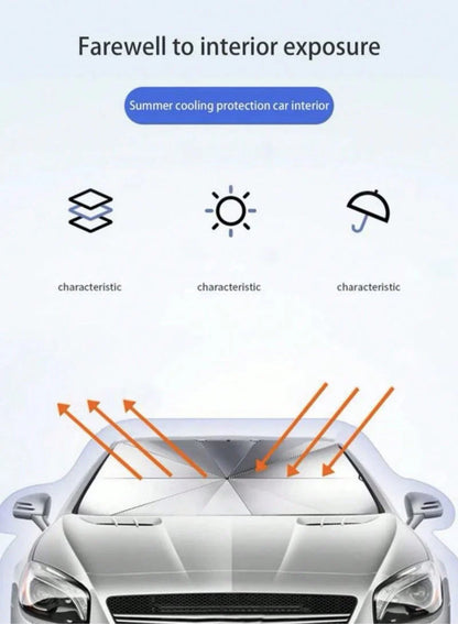 Foldable Car Windshield Sunshade – Retractable Umbrella Design