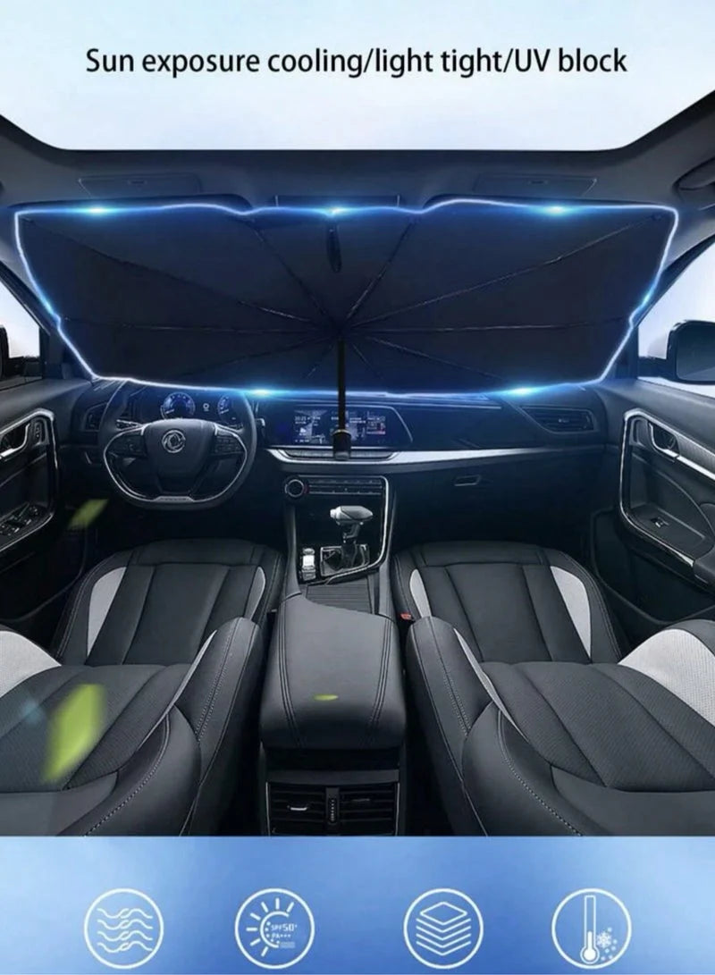 Foldable Car Windshield Sunshade – Retractable Umbrella Design