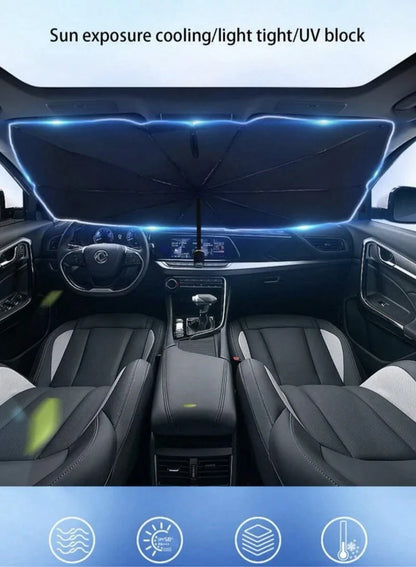 Foldable Car Windshield Sunshade – Retractable Umbrella Design